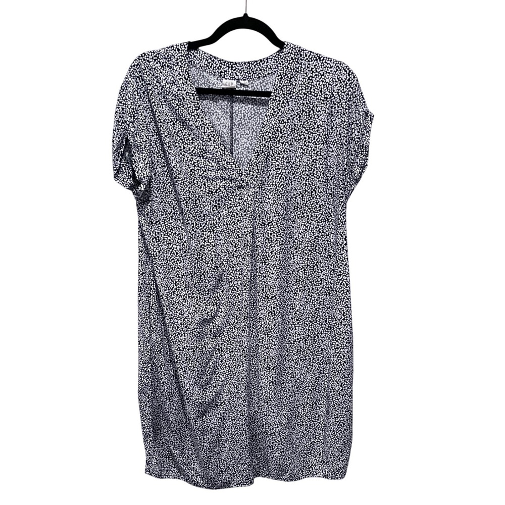 GAP Women's Black & White Print Short Sleeve Mini Dress with Pockets